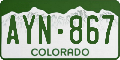 CO license plate AYN867