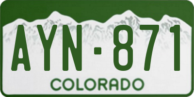 CO license plate AYN871