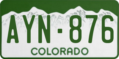 CO license plate AYN876