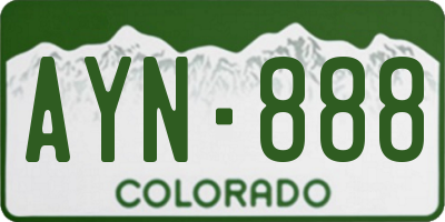 CO license plate AYN888