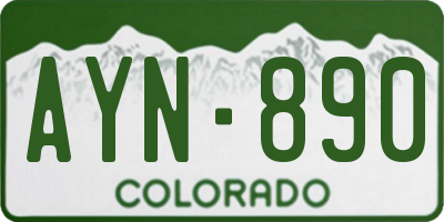 CO license plate AYN890