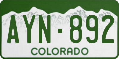 CO license plate AYN892