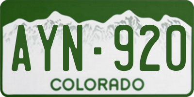 CO license plate AYN920