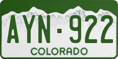 CO license plate AYN922