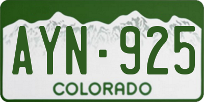 CO license plate AYN925