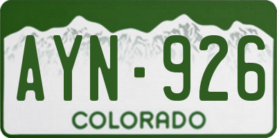 CO license plate AYN926