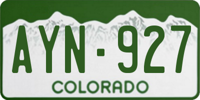 CO license plate AYN927