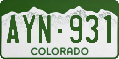 CO license plate AYN931