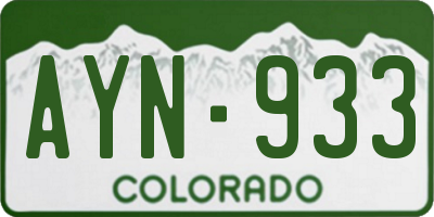 CO license plate AYN933