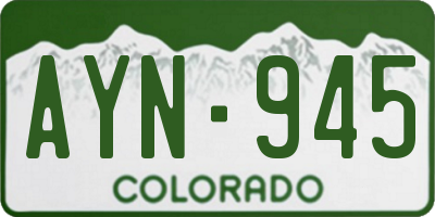 CO license plate AYN945