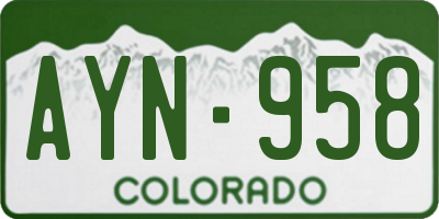 CO license plate AYN958