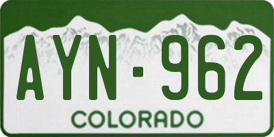 CO license plate AYN962