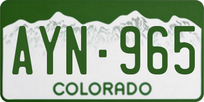 CO license plate AYN965