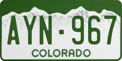 CO license plate AYN967