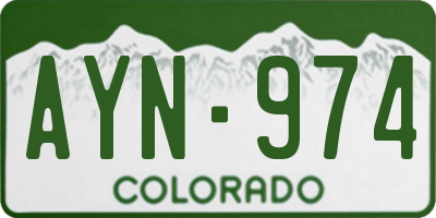 CO license plate AYN974