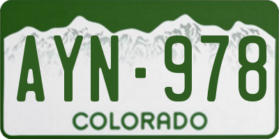 CO license plate AYN978