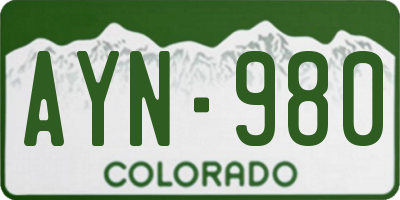 CO license plate AYN980