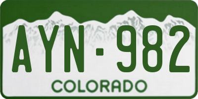 CO license plate AYN982