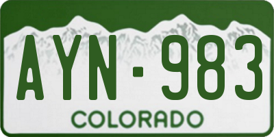 CO license plate AYN983