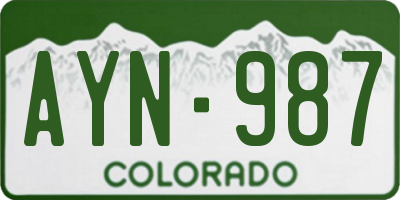 CO license plate AYN987