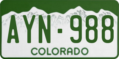 CO license plate AYN988