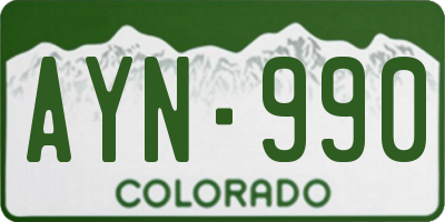 CO license plate AYN990