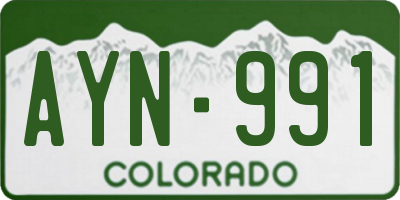 CO license plate AYN991