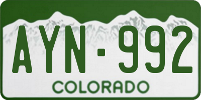 CO license plate AYN992