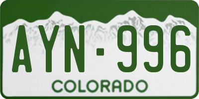 CO license plate AYN996