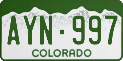 CO license plate AYN997