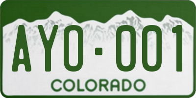 CO license plate AYO001