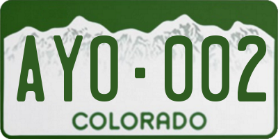 CO license plate AYO002