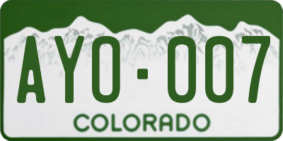 CO license plate AYO007