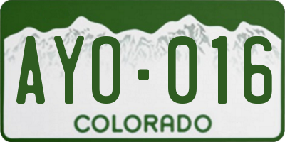 CO license plate AYO016