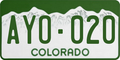 CO license plate AYO020