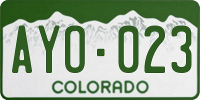 CO license plate AYO023