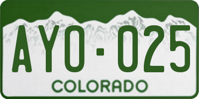 CO license plate AYO025
