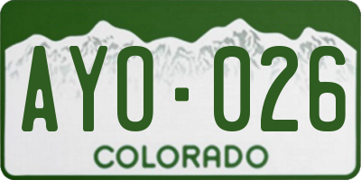 CO license plate AYO026