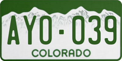 CO license plate AYO039