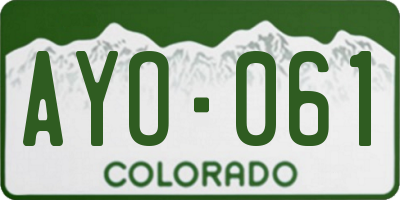 CO license plate AYO061