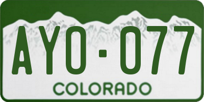 CO license plate AYO077