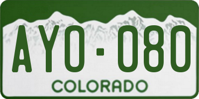 CO license plate AYO080