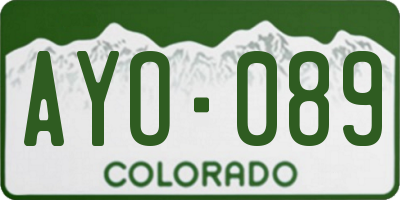 CO license plate AYO089