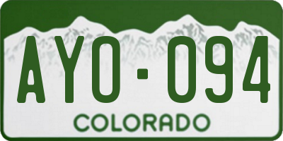 CO license plate AYO094