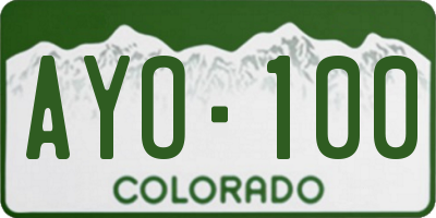 CO license plate AYO100