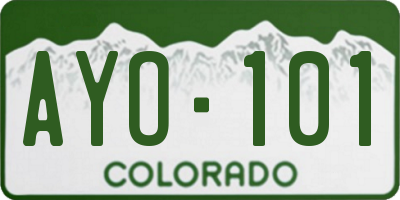 CO license plate AYO101
