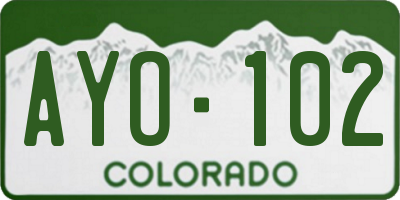 CO license plate AYO102