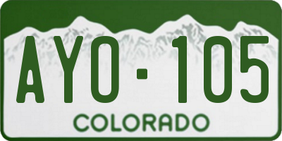 CO license plate AYO105