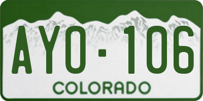 CO license plate AYO106