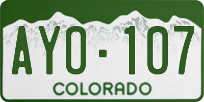 CO license plate AYO107